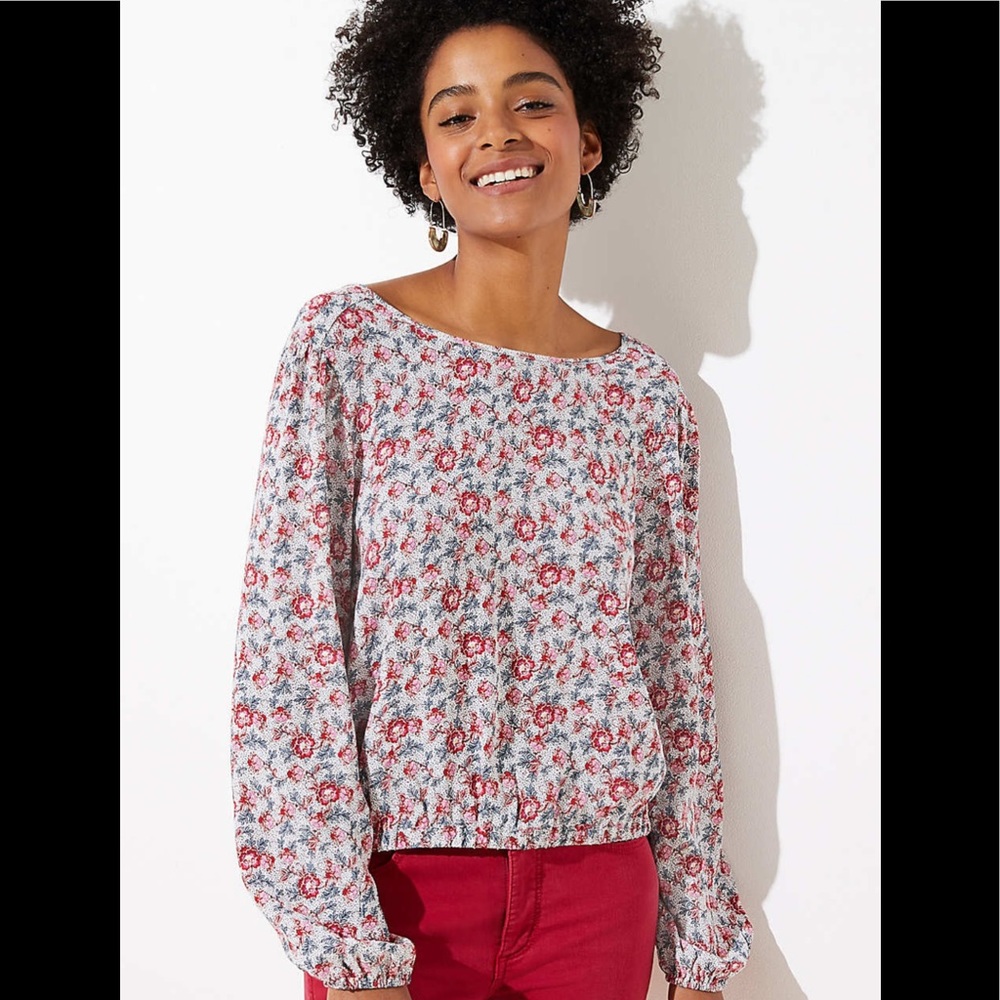 🎈3/$15 Floral paisley cropped wrap blouse by loft